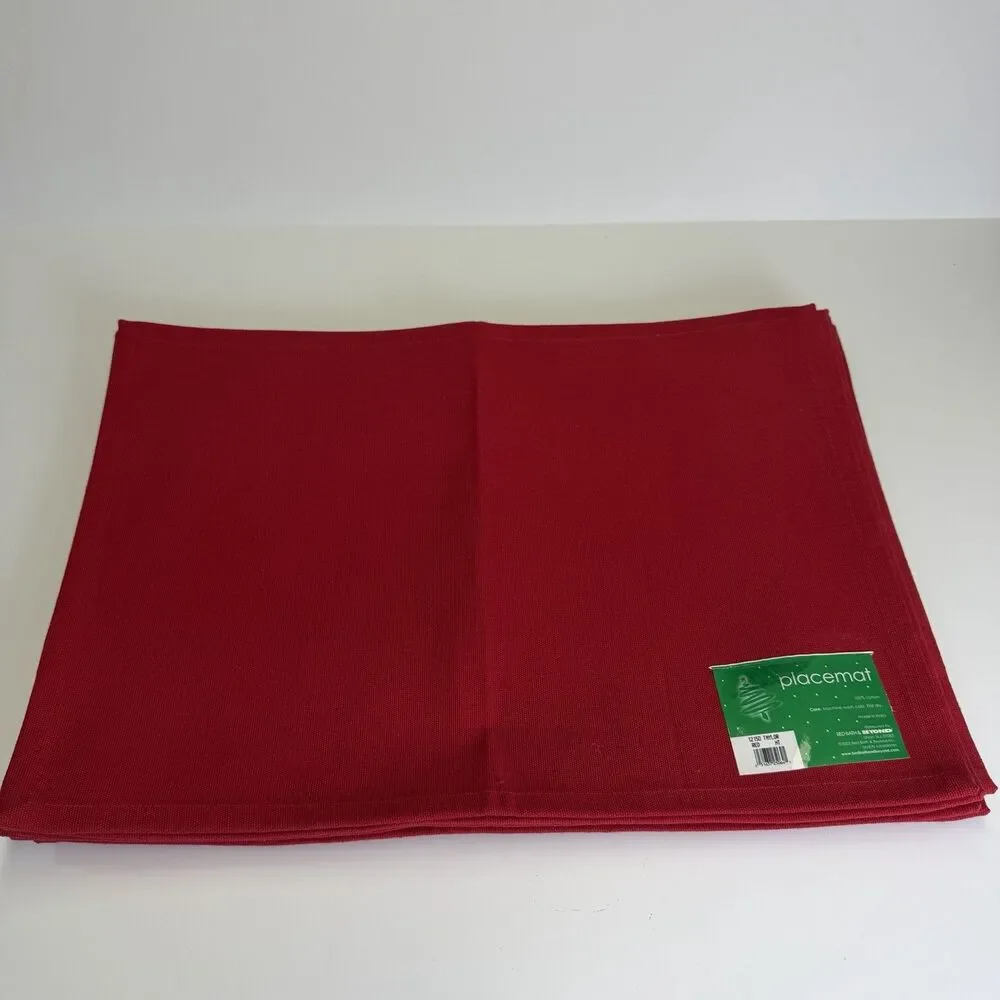 Bed Bath and Beyond Set of 9 Cotton Taylor Red Placemats Holiday 20